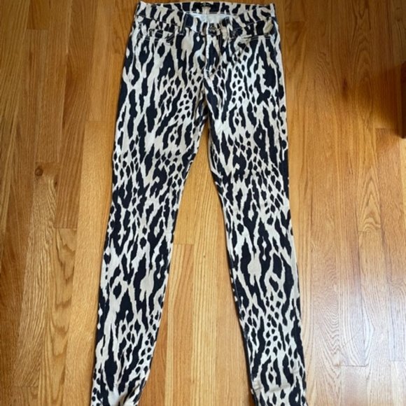 7 For All Mankind THE SKINNY Woman Jeans SZ 27 in IKAT LEOPARD PRINT - Picture 5 of 11